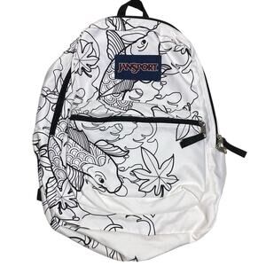 JANSPORT BLACK/WHITE COLOR ME DIY Koy Fish Pond BACKPACK
